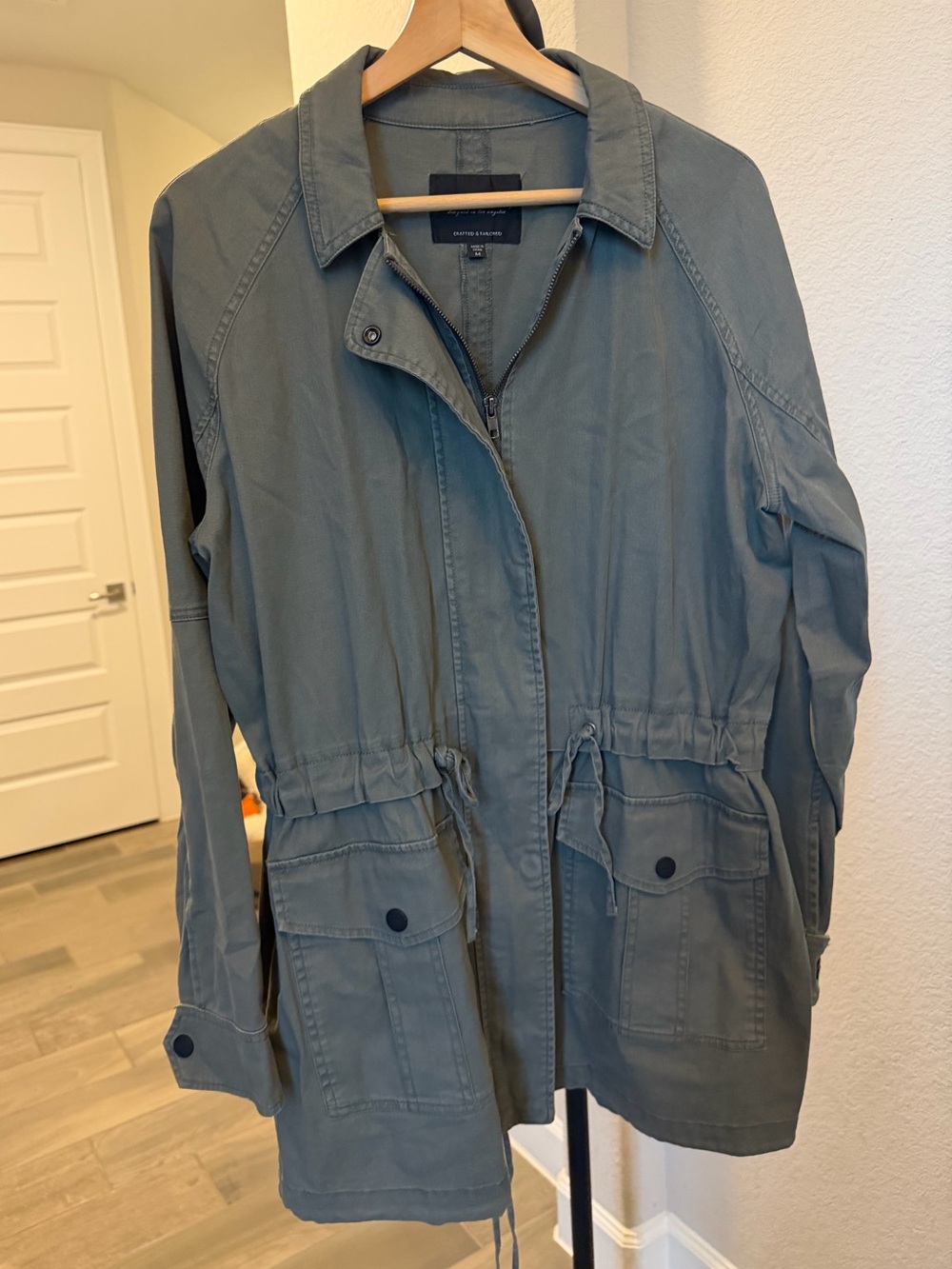 Sanctuary Anthropologie Olive Green Utility Jacket Drawstring Waist M msrp $159